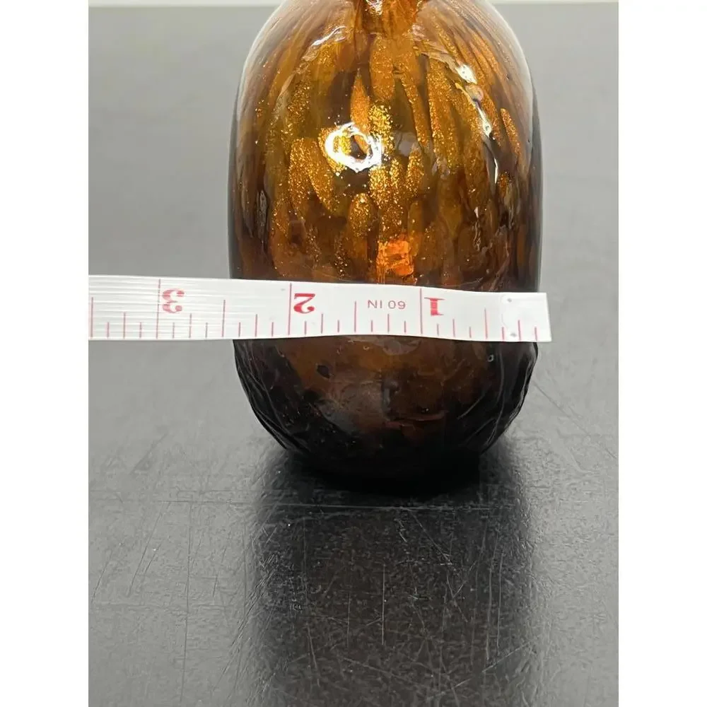 Murano Brown Speckled Maestri Vetra‎ 6” Bottle Vase Embrosses Leaves